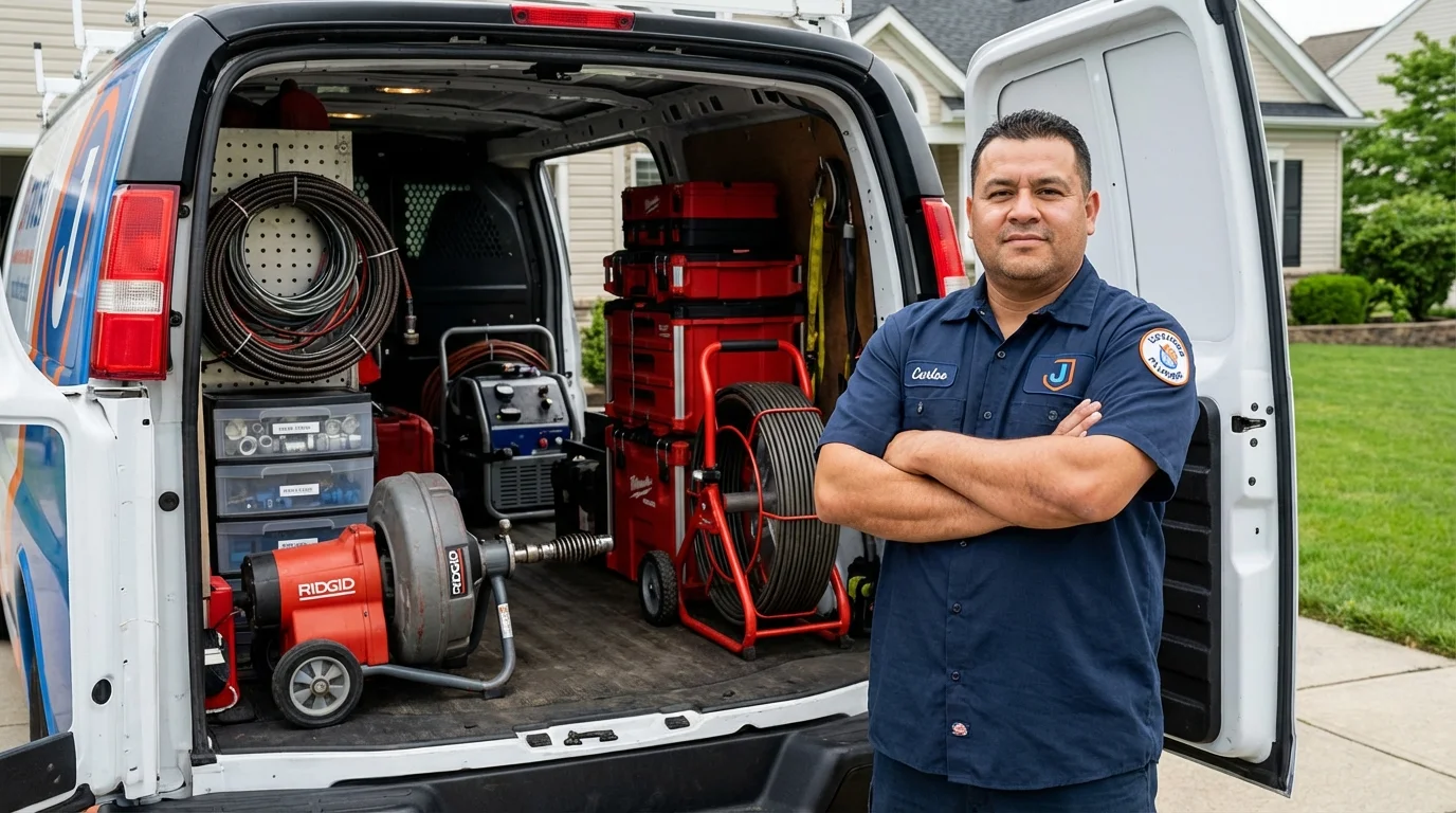 Professional drain cleaning equipment and Johns Plumbing LLC plumber in Alhambra