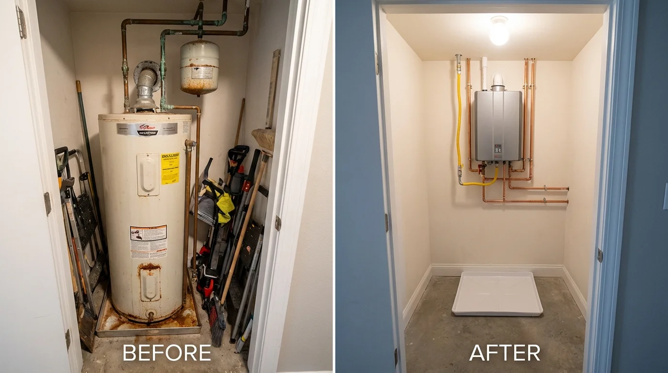 Tank water heater versus wall-mounted tankless unit comparison for Alhambra, CA homeowners