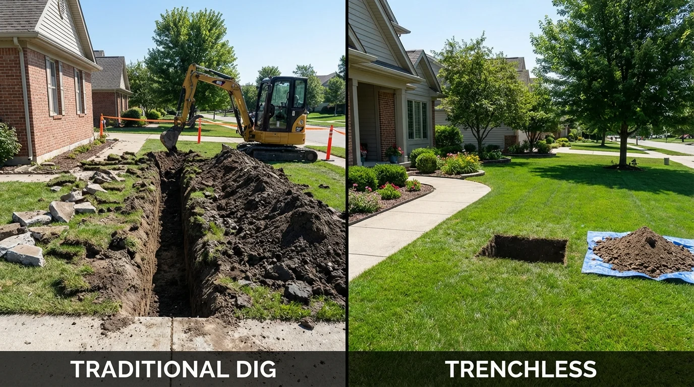Trenchless sewer repair with minimal yard damage versus traditional excavation in Alhambra, CA